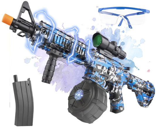 Large Gel Ball Blaster with Drum 2 Modes Automatic and Manual Gel Splatter Blaster Electric Splat Blaster with Goggles Balls