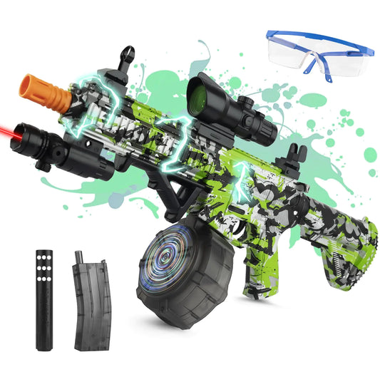 Large Gel Ball Blaster with Drum & Mag Automatic and Manual Splatter Blaster with 40000 Gel Rounds Electric Splat Blaster and Goggles for Outdoor Activities (Green)