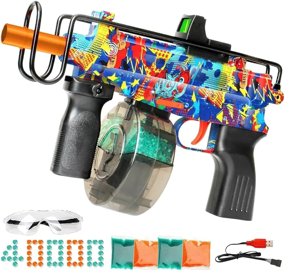 Gel Bead Blaster Full Auto SMG Drum Splat Ball Toys for 10 12 14 16+ Years Old Boys Girls Teens Adults Rechargeable Gel Ball Shooting Game Outdoor Pistol Toy | 40000 Water Beads Ammo