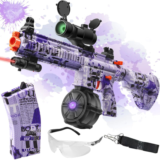 Large Gel Ball Blaster with Drum Manual & Automatic Dual Mode Splatter Ball Blaster for Outdoor Activities -Team Game Purple