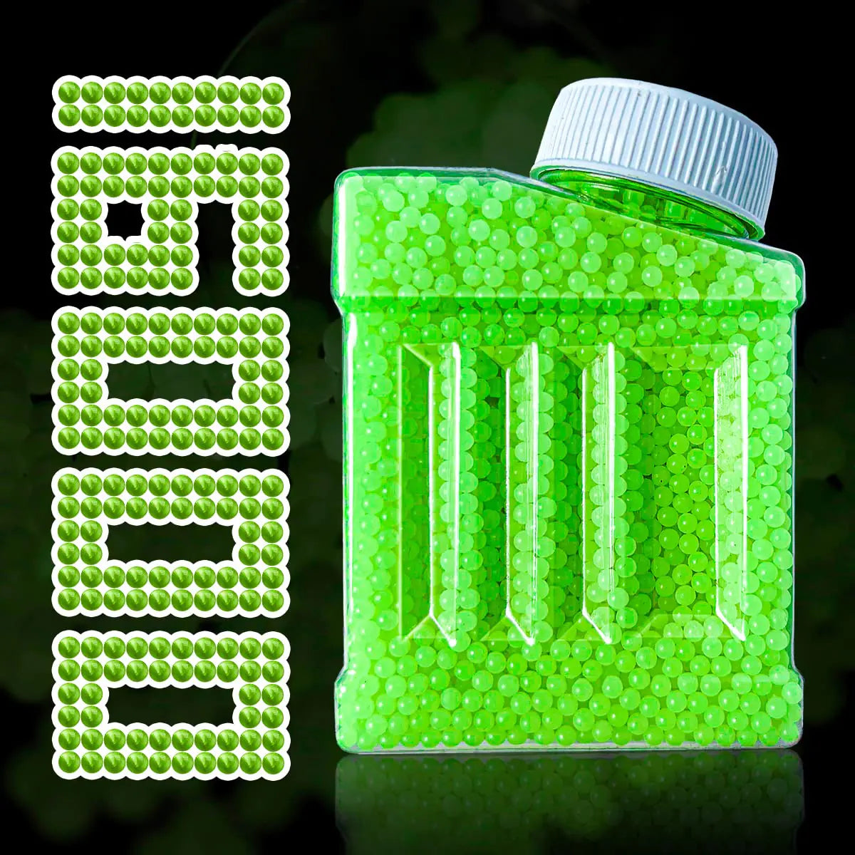 Banvih Gel Ball Blaster Ammo Glow in The Dark Splatter Ball Gun Refill Ammo1 Bottle 16000pcs Luminous Gel Balls 7-8mm Water Beads Compatible for Orby Gun for Ages 14+