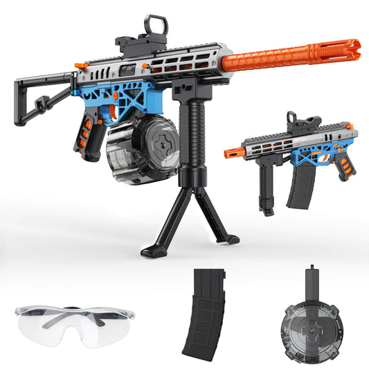 Gel Toy Gun Blaster Automatic Electric Splatter Ball Toy Rifle and Goggles Shooting Games Blue